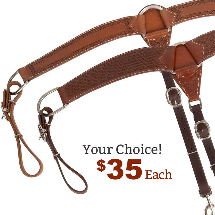 Teskey's Chestnut Leather Breast Collars - Your Choice