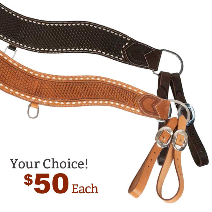 NEW Teskey's Basketweave Tooled Tripping Collar w/Buckstitch - Your Choice