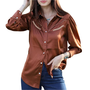 Howdy Hanny Satin Blouse WOMEN - Clothing - Tops - Long Sleeved Howdy Hanny   