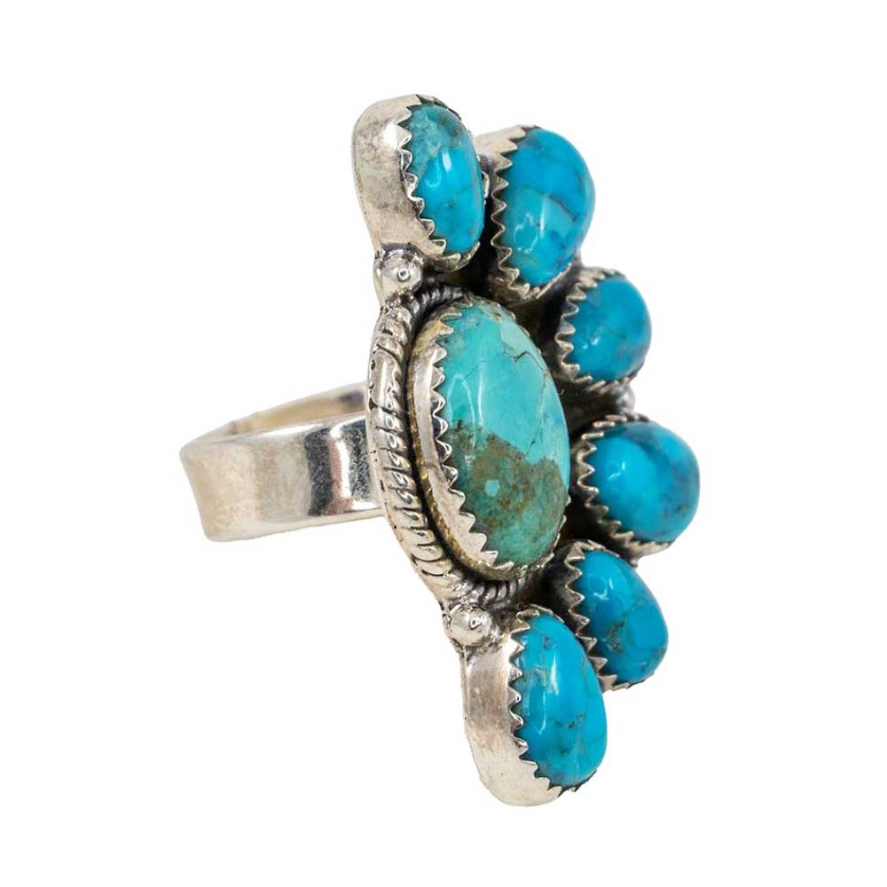 Hada Turquoise Cluster Adjustable Ring WOMEN - Accessories - Jewelry - Rings Indian Touch of Gallup   