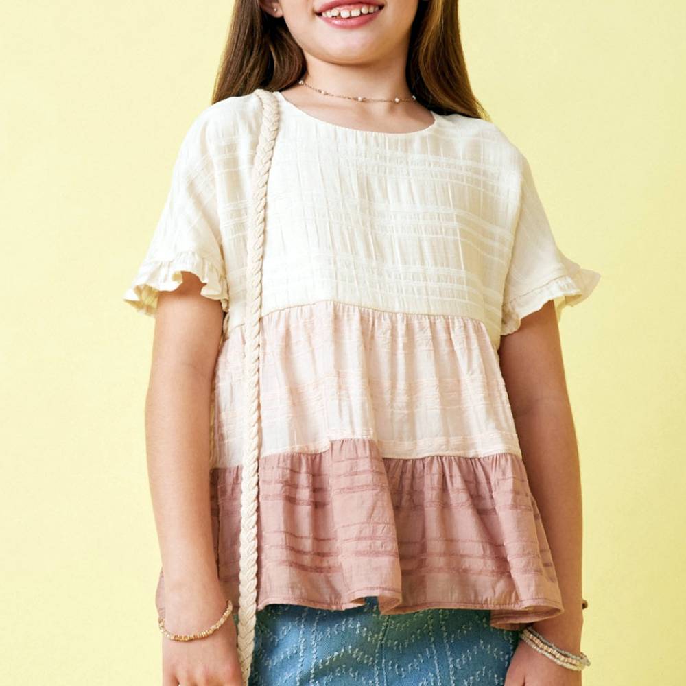 Hayden Girls Colorblock Blouse KIDS - Girls - Clothing - Tops - Short Sleeve Tops HAYDEN LOS ANGELES   