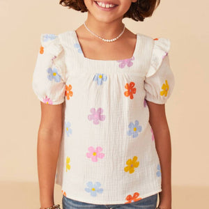 Hayden Girl's Floral Gauze Top KIDS - Girls - Clothing - Tops - Short Sleeve Tops Hayden Los Angeles   