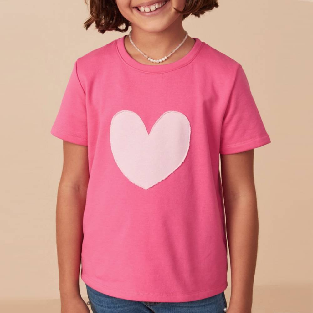 Hayden Girl's Heart Patch Band Tee KIDS - Girls - Clothing - Tops - Short Sleeve Tops HAYDEN LOS ANGELES   