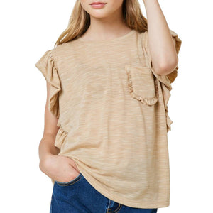 Hayden Girl's Ruffle Pocket Tee - FINAL SALE KIDS - Girls - Clothing - Tops - Short Sleeve Tops Hayden Los Angeles   