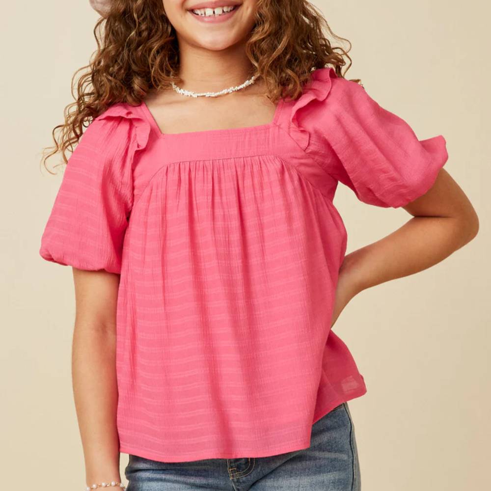Hayden Girl's Textured Blouse KIDS - Girls - Clothing - Tops - Short Sleeve Tops Hayden Los Angeles   