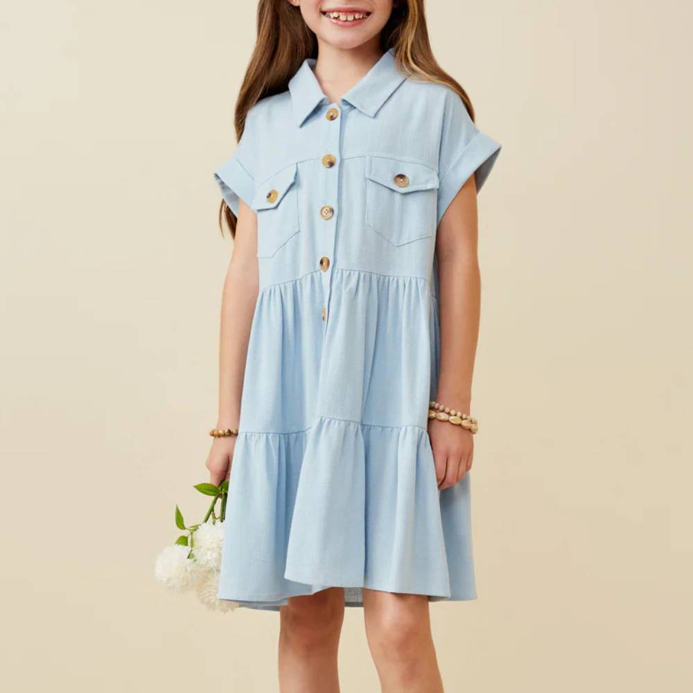 Hayden Girl's Textured Button Down Collared Dress KIDS - Girls - Clothing - Dresses Hayden Los Angeles   