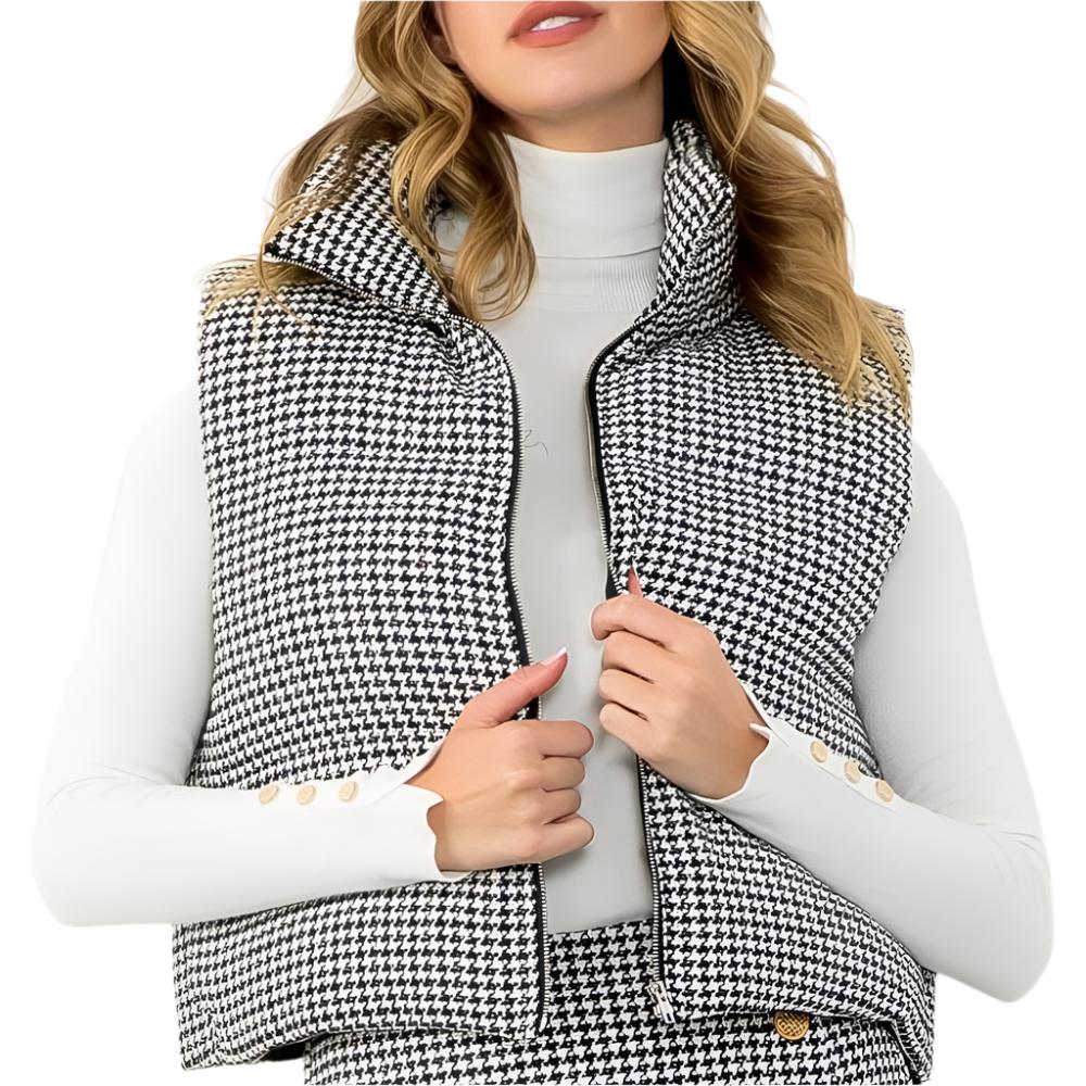 Houndstooth Puffy Vest WOMEN - Clothing - Outerwear - Vests THML Clothing