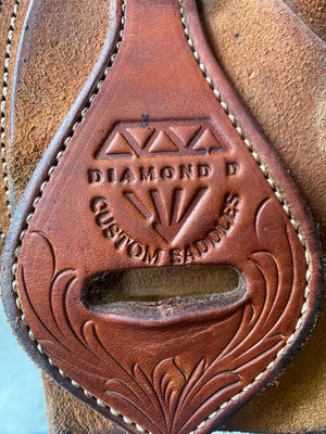 14" USED DIAMOND D ROPING SADDLE Saddles Diamond D Saddlery