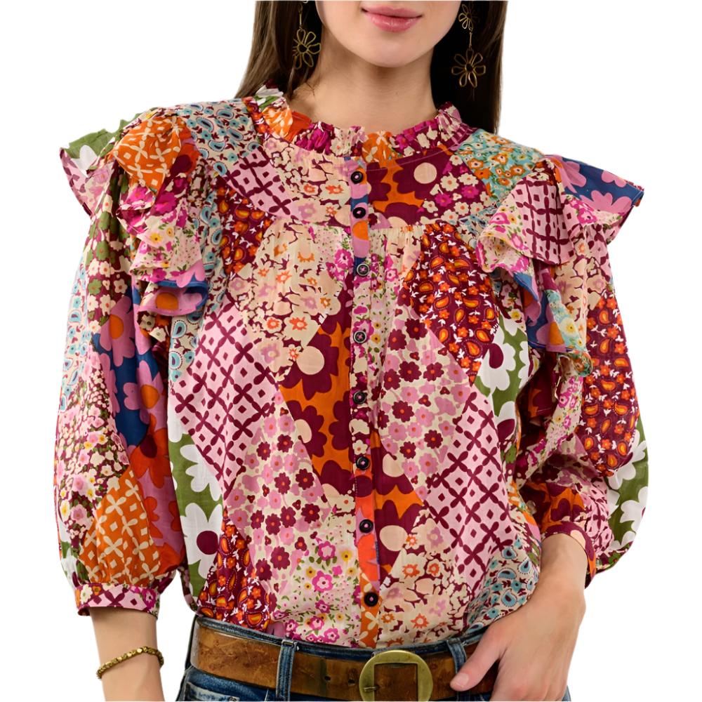 Ivy Jane Patchwork Peasant Top WOMEN - Clothing - Tops - Long Sleeved Ivy Jane   