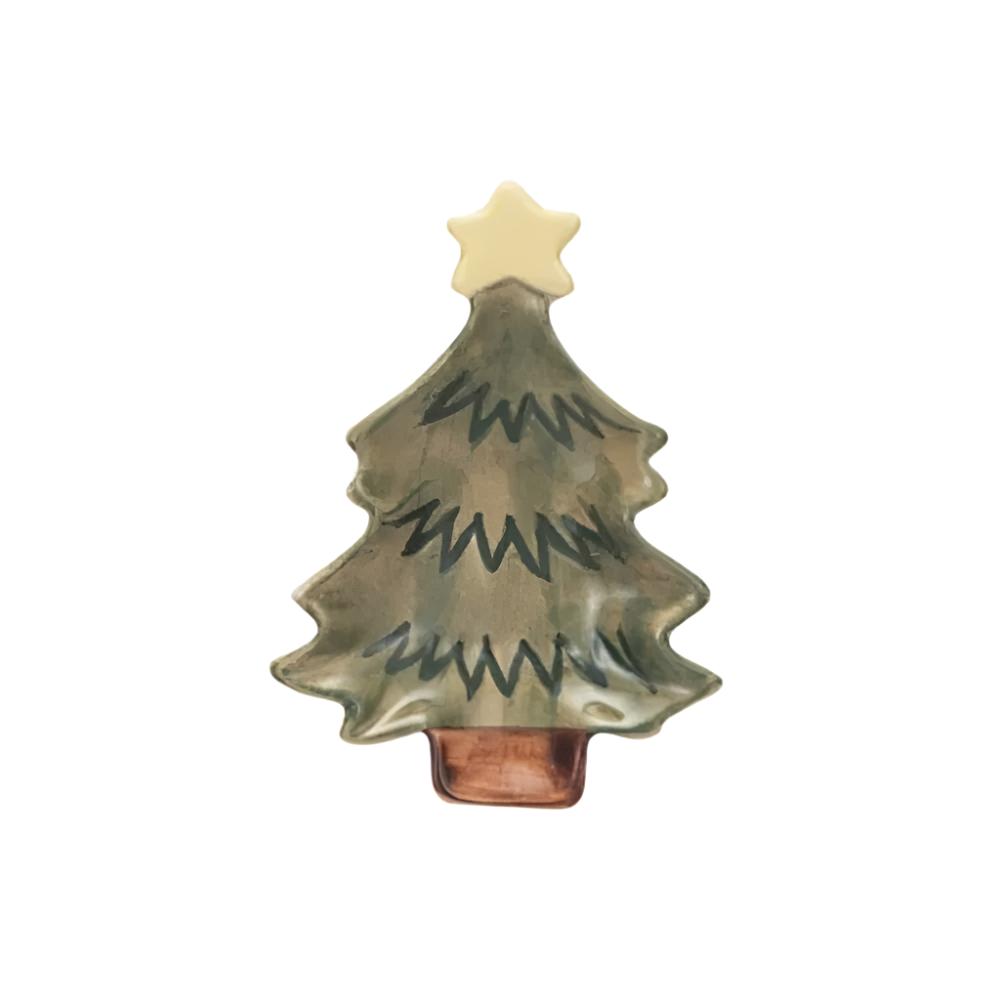 Hand-Painted Stoneware Christmas Tree Dish HOME & GIFTS - Home Decor - Seasonal Decor Creative Co-Op