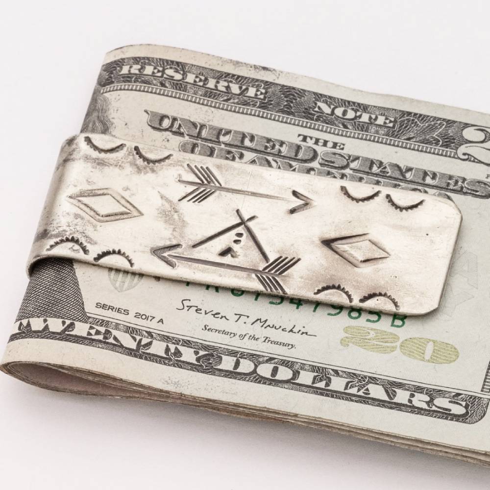 J. Alexander TeePee Stamped Money Clip MEN - Accessories - Wallets & Money Clips J. ALEXANDER RUSTIC SILVER   