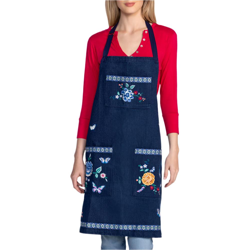 Johnny Was Taymia Embroidered Denim Apron