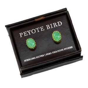 Gold Plated Gemstone Stud Earrings WOMEN - Accessories - Jewelry - Earrings Peyote Bird Designs Jade  