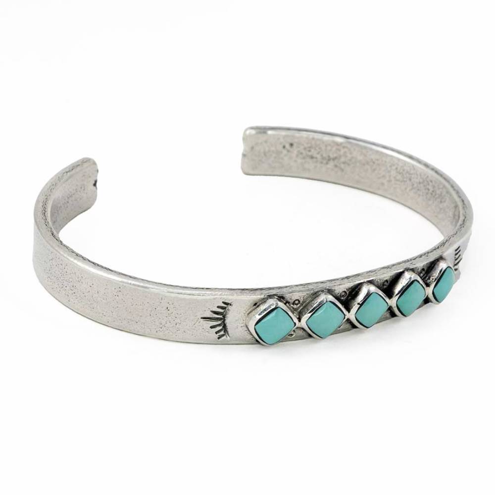 Kingman Turquoise Diamante Cuff WOMEN - Accessories - Jewelry - Bracelets Peyote Bird Designs   