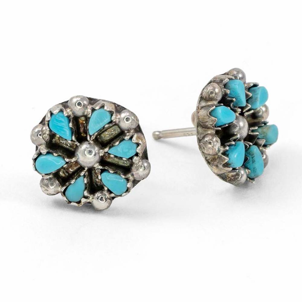 Kingman Turquoise Flower Stud Earrings WOMEN - Accessories - Jewelry - Earrings Al Zuni   