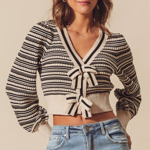 Knit Striped Cardigan WOMEN - Clothing - Sweaters & Cardigans So Me   