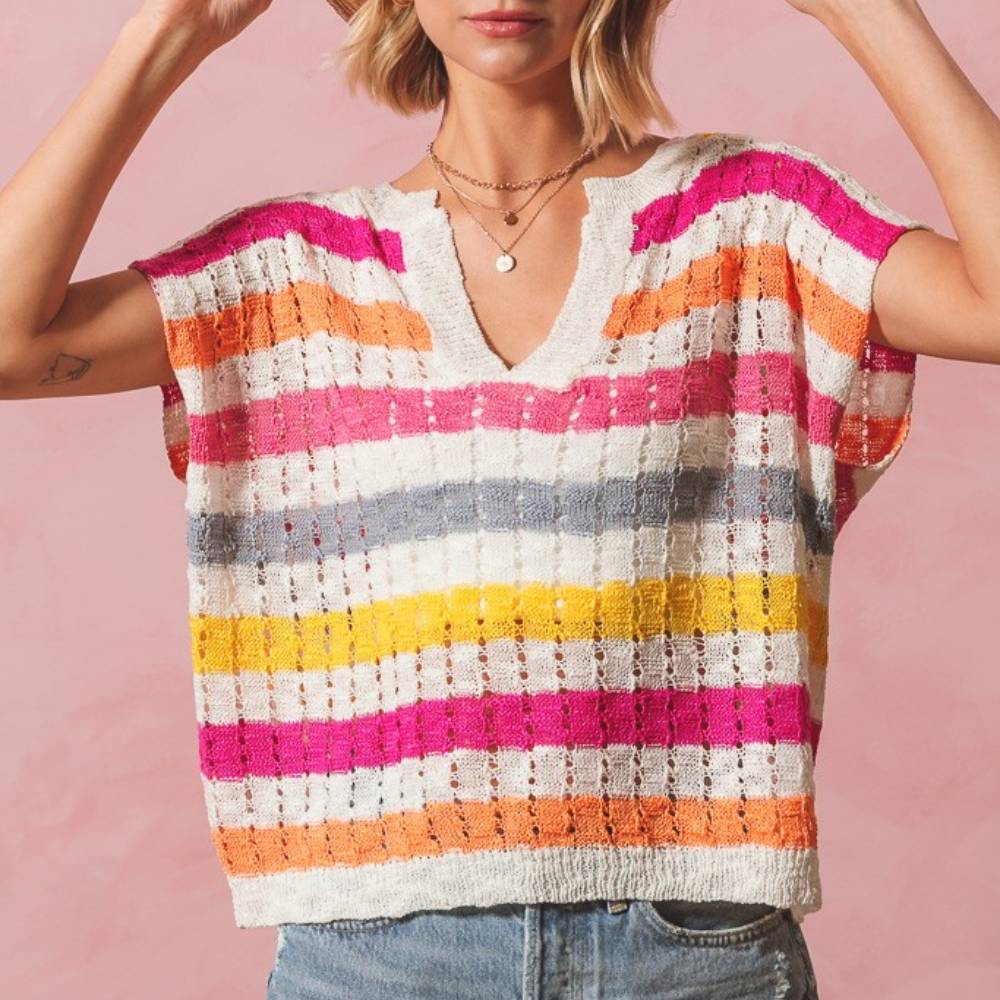 Knit Dolman Striped Sweater