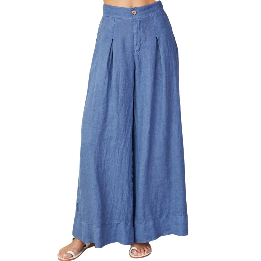 Milio Milano Linen Pleated Front Palazzo Pants