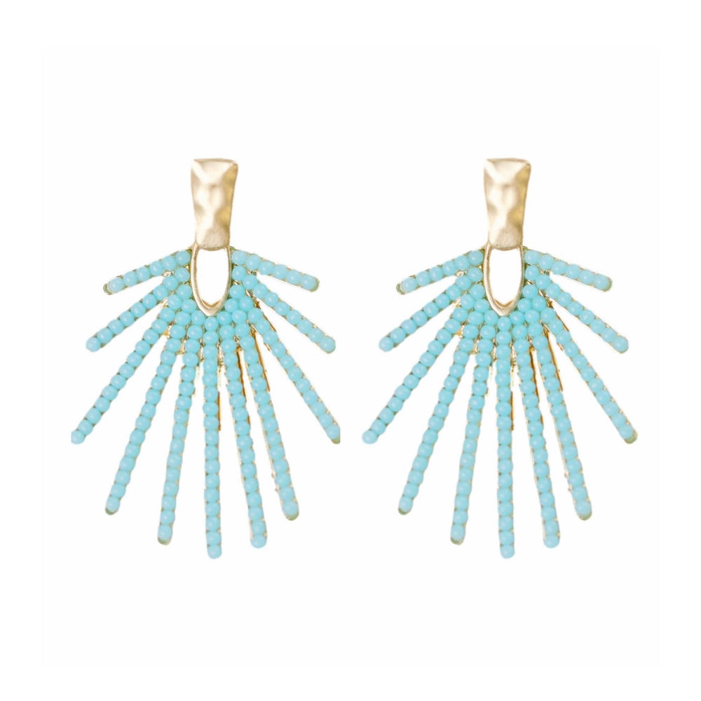 Light Turquoise Sunburst Statement Earrings WOMEN - Accessories - Jewelry - Earrings St Armands Design of Sarasota   