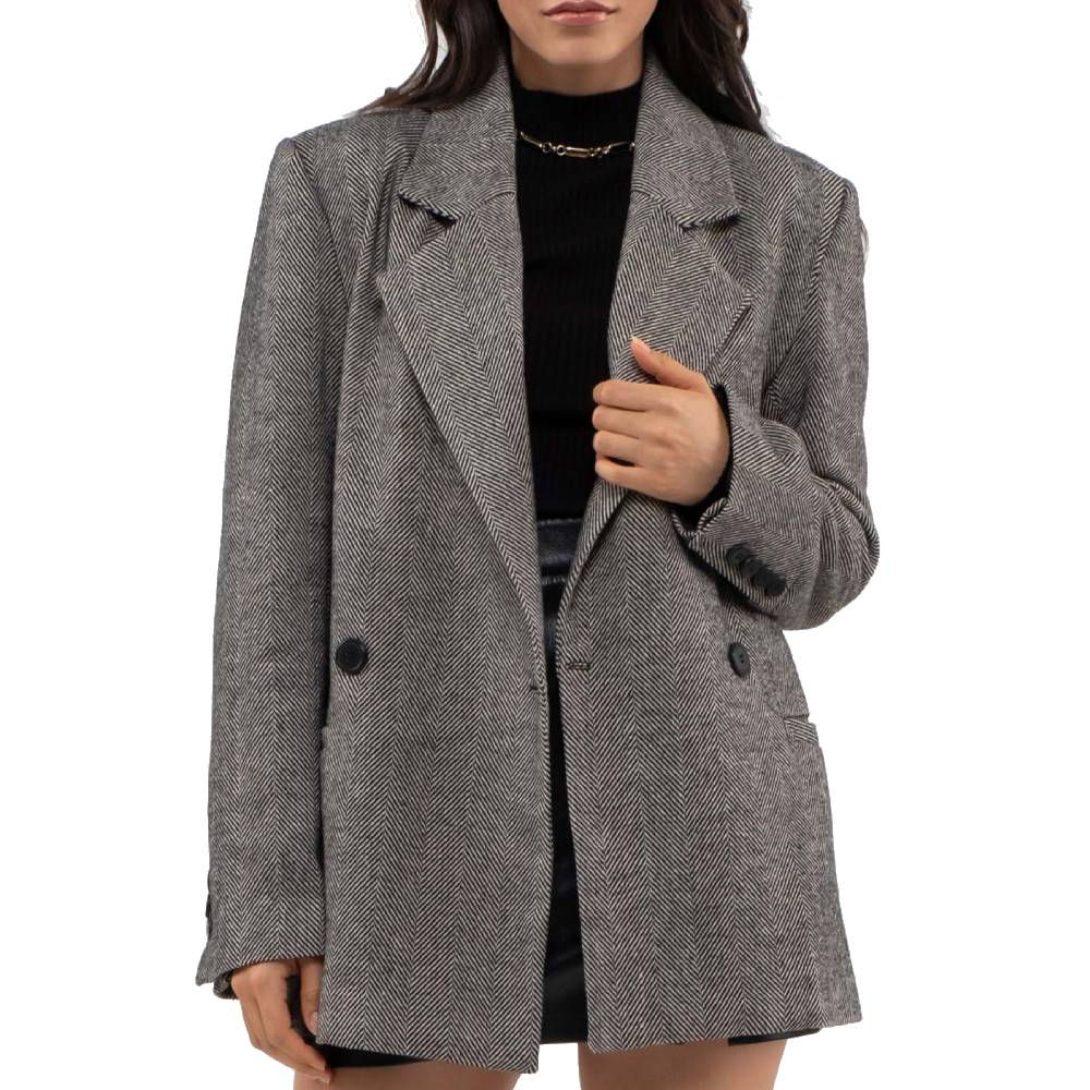 Long Line Notch Collar Blazer WOMEN - Clothing - Outerwear - Jackets Blu Pepper