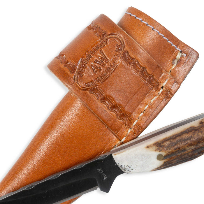 Justin Wiley Carbon Steel Drop Point Knife w/ Leather Sheath