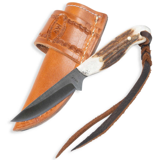 Justin Wiley Carbon Steel Drop Point Knife w/ Leather Sheath Knives Justin Wiley
