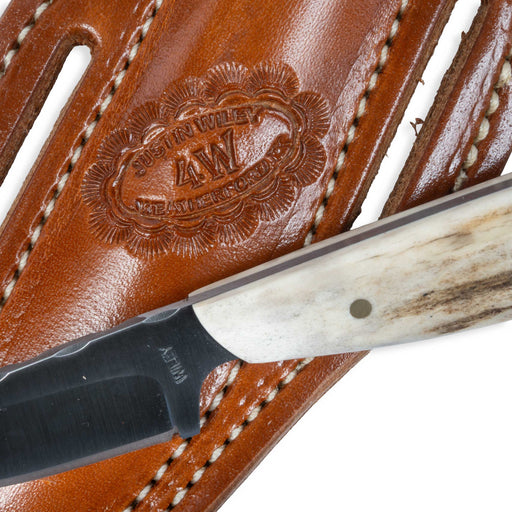Justin Wiley Carbon Steel Drop Point Knife w/ Leather Sheath Knives Justin Wiley