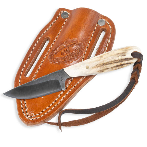 Justin Wiley Carbon Steel Drop Point Knife w/ Leather Sheath Knives Justin Wiley