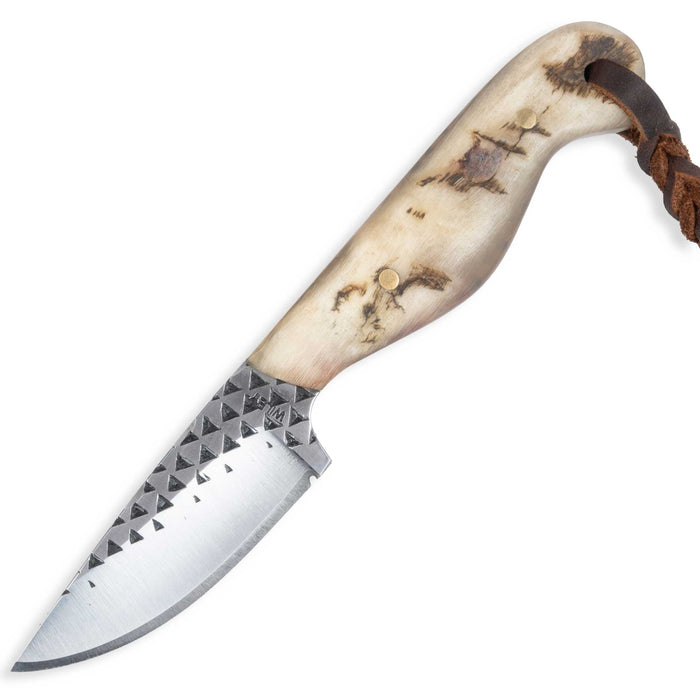 Justin Wiley Textured Carbon Steel Drop Point Knife w/ Leather Sheath