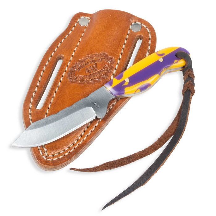 Justin Wiley Carbon Steel Skinner Knife w/ Leather Sheath