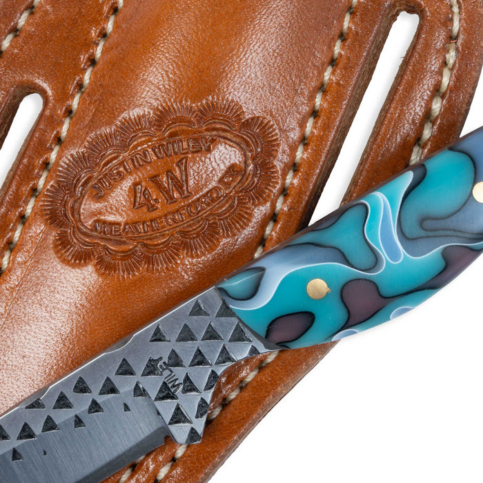 Justin Wiley Carbon Steel Drop Point Knife w/ Leather Sheath