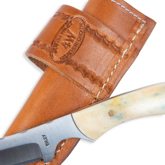 Justin Wiley Carbon Steel Skinner Knife w/ Leather Sheath