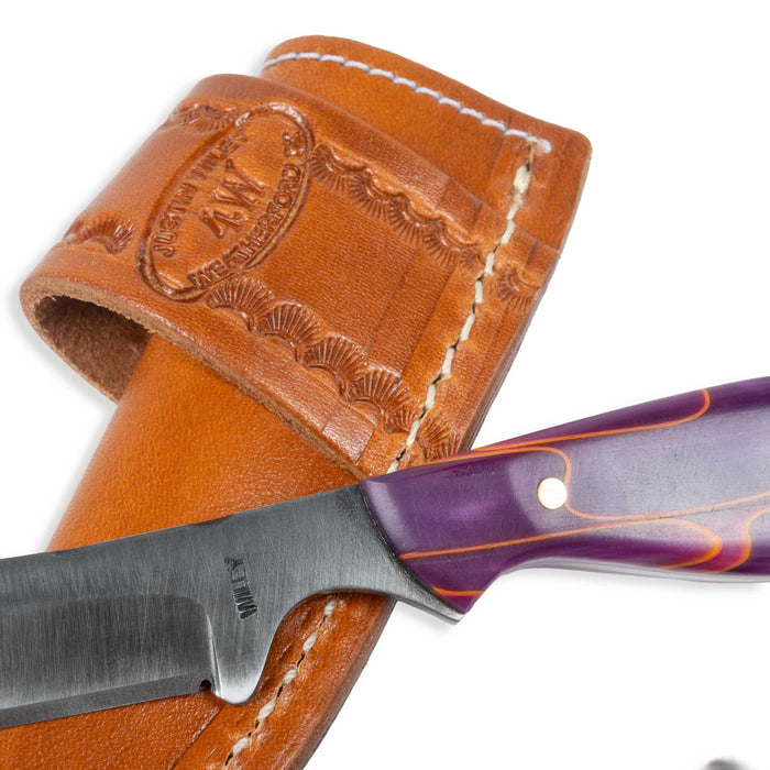 Justin Wiley Carbon Steel Fixed Blade Knife w/ leather sheath