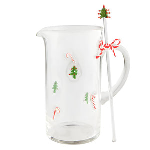 Mud Pie Holiday Candy Cane Glass Pitcher Set HOME & GIFTS - Home Decor - Seasonal Decor Mud Pie   