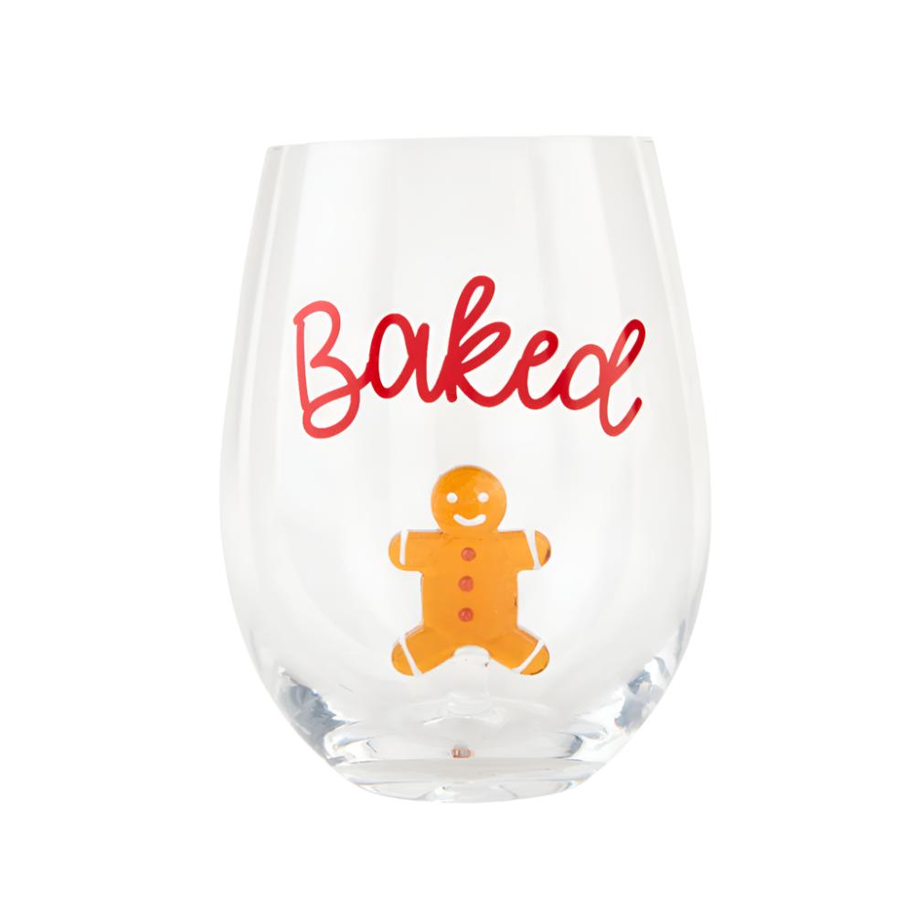 Mud Pie Gingerbread Icon Wine Glass