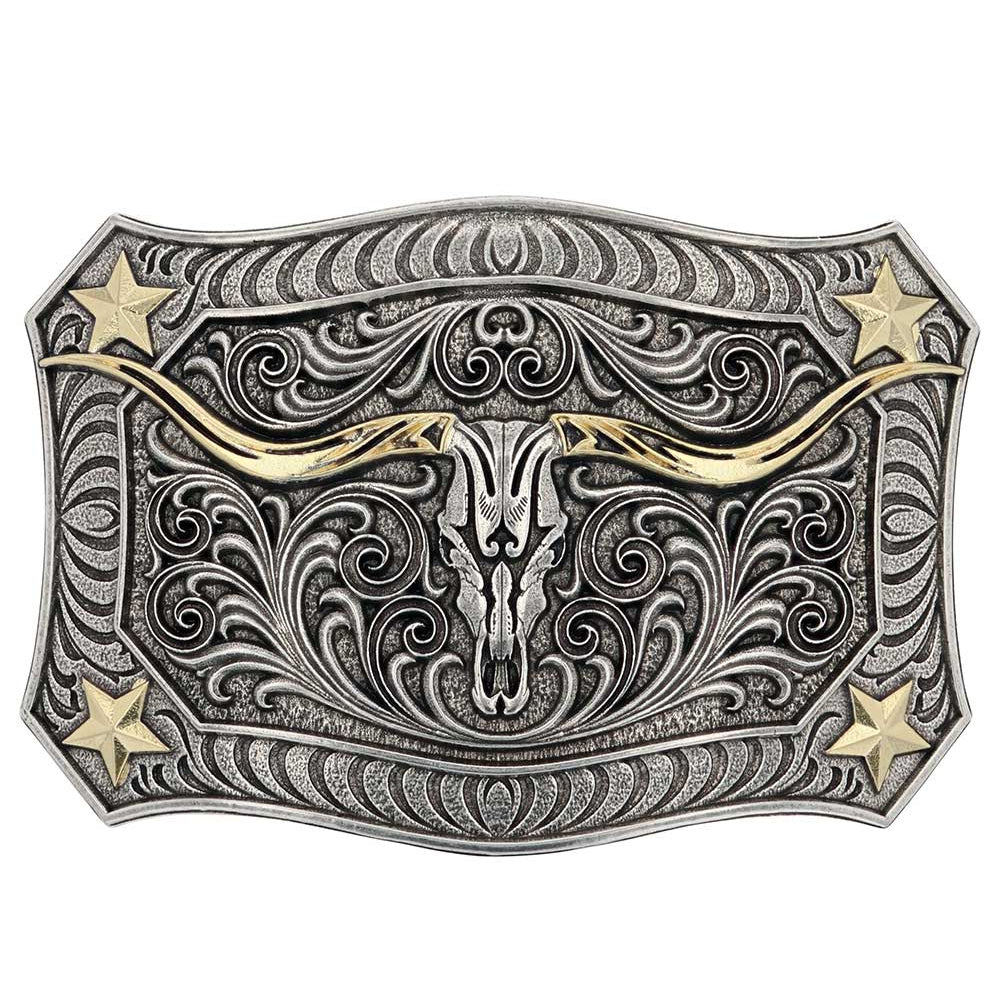 Montana Silversmith Longhorn Crest Filigree Belt Buckle ACCESSORIES - Additional Accessories - Buckles Montana Silversmiths   