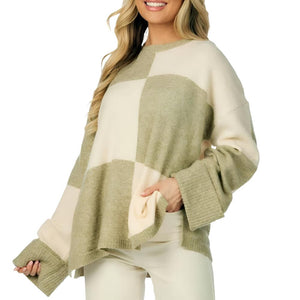 Mud Pie Oaklyn Checker Sweater WOMEN - Clothing - Sweaters & Cardigans Mud Pie   