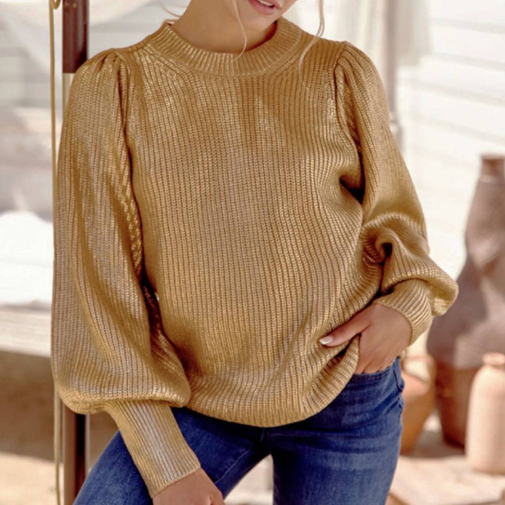 Metallic Knit Sweater WOMEN - Clothing - Sweaters & Cardigans Jodifl   