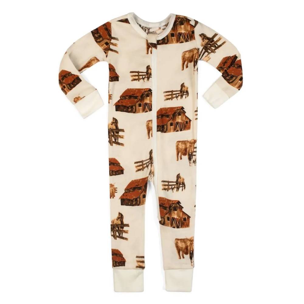 Milkbarn Baby Homestead Print Organic Zipper Pajamas