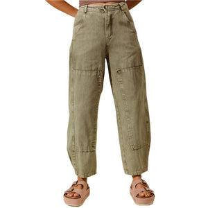 Mineral Washed Wide Barrel Leg Pant WOMEN - Clothing - Pants & Leggings So Me   