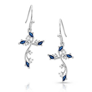 Montana Silversmiths Blue Crystal Cross Earrings WOMEN - Accessories - Jewelry - Earrings Montana Silversmiths   