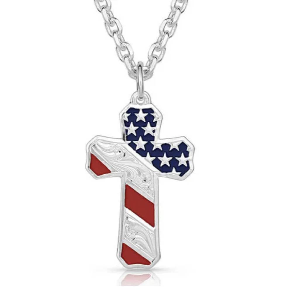 Montana Silversmiths Patriotic Cross Necklace MEN - Accessories - Jewelry & Cuff Links Montana Silversmiths   