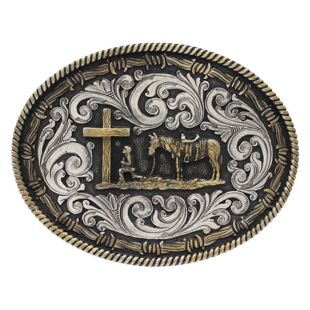 Montana Silversmiths Christian Cowboy Two-Tone Oval Buckle ACCESSORIES - Additional Accessories - Buckles Montana Silversmiths   