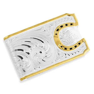 Montana Silversmiths Two-Tone Carved Horseshoe Money Clip MEN - Accessories - Wallets & Money Clips Montana Silversmiths   