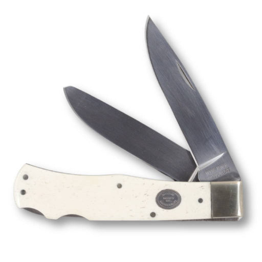 Moore Maker Large White Double Locking Trapper Folding Knife Knives Moore Maker