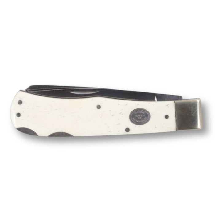 Moore Maker Large White Double Locking Trapper Folding Knife Knives Moore Maker