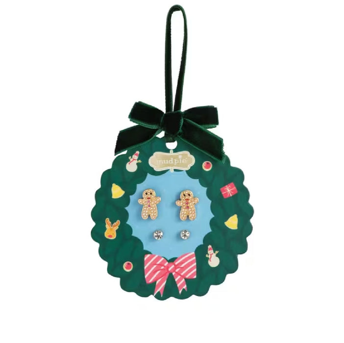 Mud Pie Kids Rhinestone Gingerbread Earrings Set