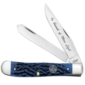Case Masonic Gift Tin Standard Jig Blue Bone Trapper Knives WR CASE   