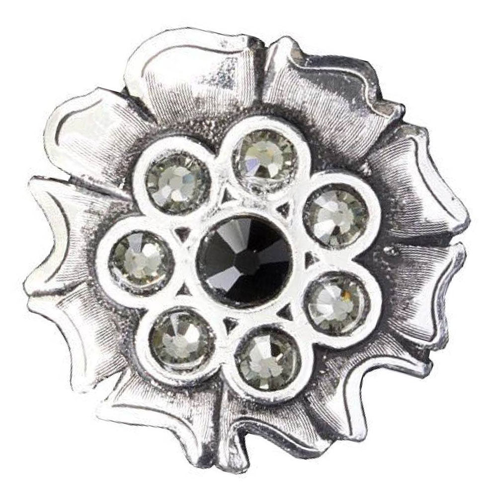 Silver Antique Finish with Black Crystal Center Concho Tack - Conchos & Hardware - Conchos MISC   