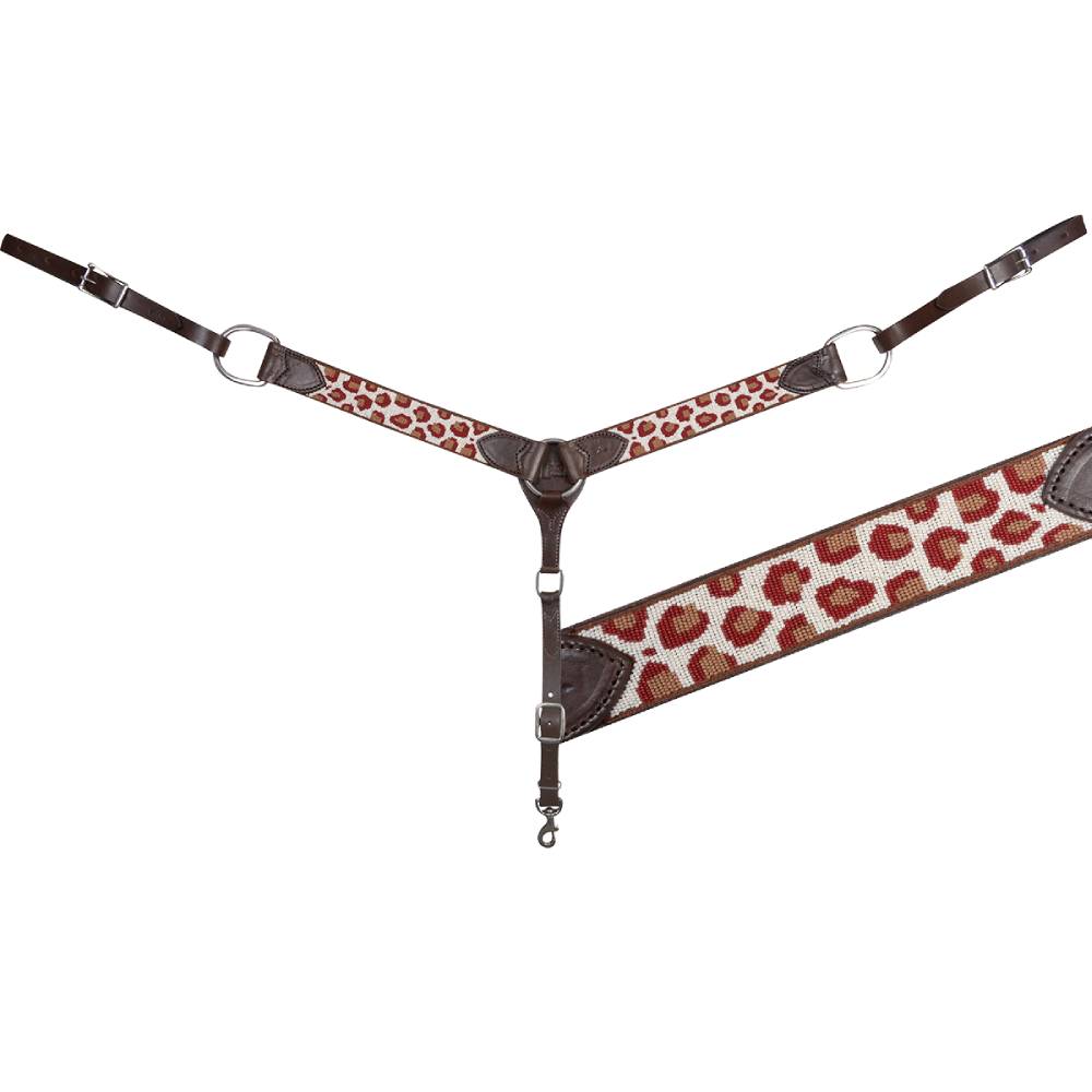 Cashel 2" Brown Cheetah Beaded Breast Collar Tack - Breast Collars Cashel   